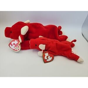 Ty Vintage Snort the Red Bull Beanie & Teenie Beanie Baby McDonald's Happy Meal